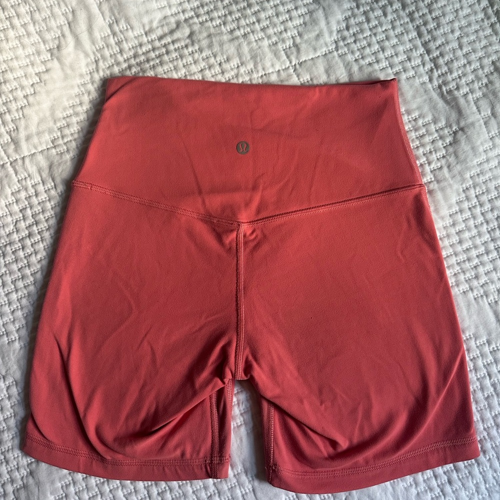 lululemon align high-rise coral biker shorts, size 6, 6” inseam